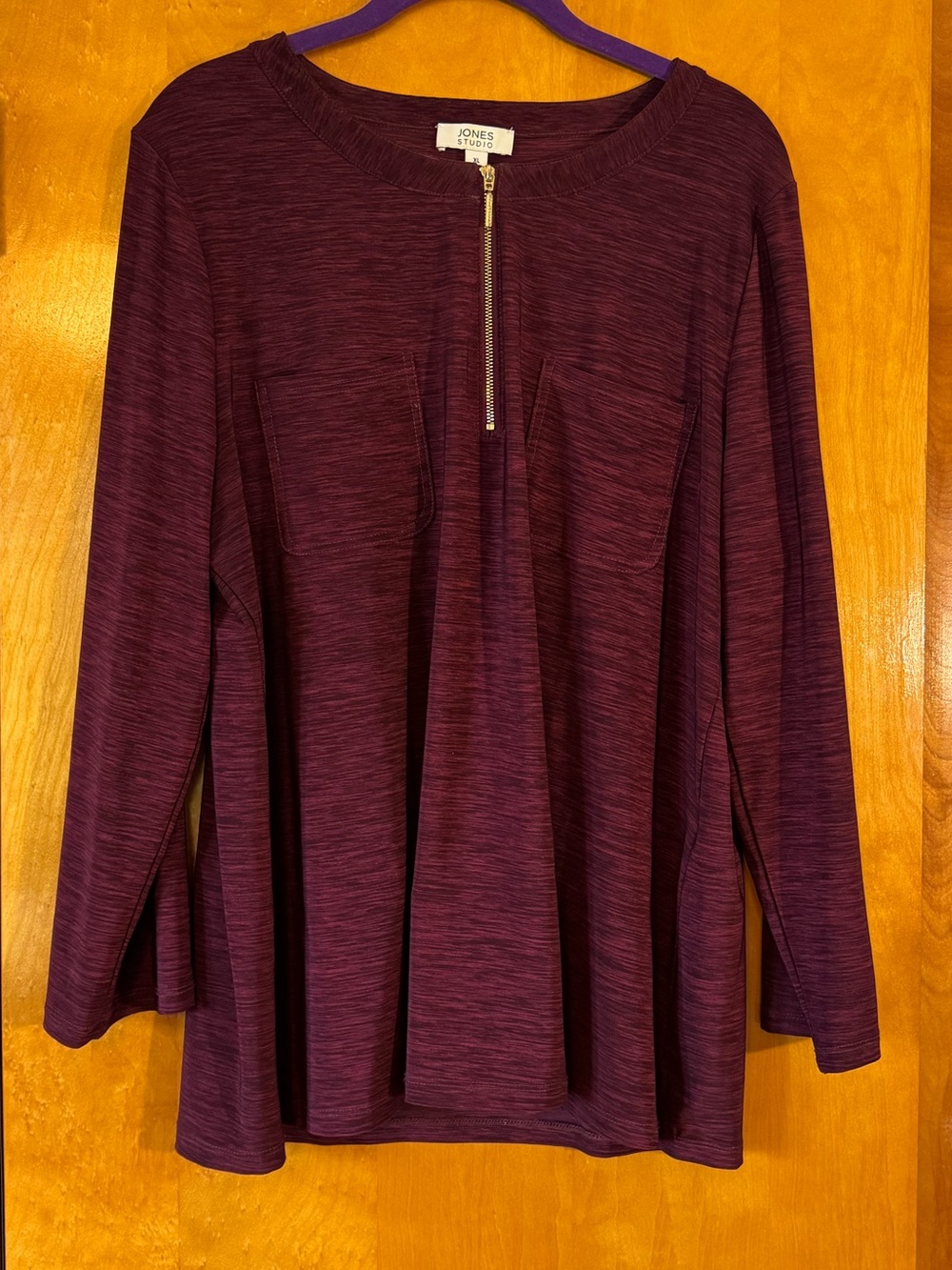 Jones Studio Zip-Front Long Sleeve Top